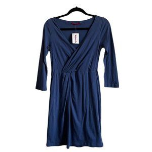 4/$25 Velvet by Graham & Spencer Dress Faux WrapBlue 3/4 Sleeve VNeck Women Sz S